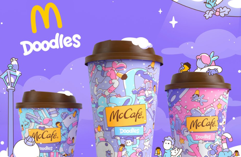 藍籌 NFT Doodles 與麥當勞合作 McCafé 假日限量杯，市價上漲三成